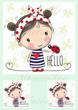 Kislány katicával 20 cm-es HÍMZŐKERETHEZ