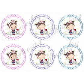 Kislány katicával dupla cakkos körökben