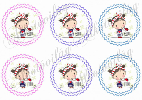 Kislány katicával dupla cakkos körökben