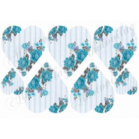 Kék csíkos szívek kék virágokkal