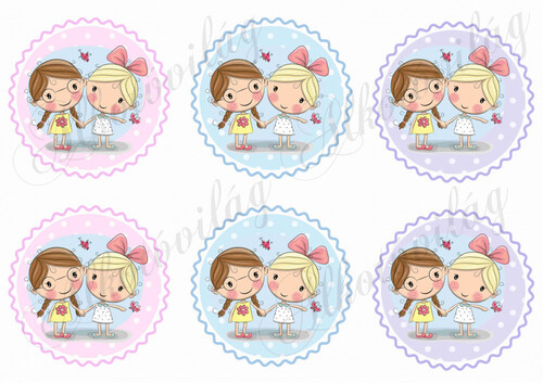 Legjobb barátok-testvérek pöttyös - cakkos alapon