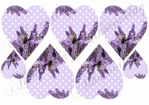 lavender hearts on a polka dot background blank