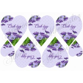 Lila gerberás szívek CSAK ÚGY felirattal