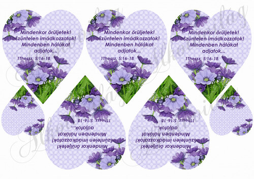 Lila gerberás szívek- mindenkor örüljetek felrattal