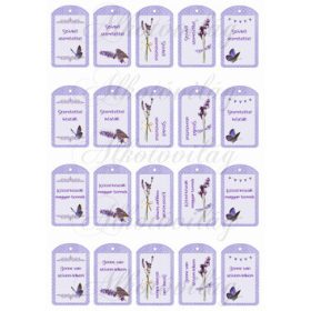 Mini kártyák levendula mintákkal feliratokkal