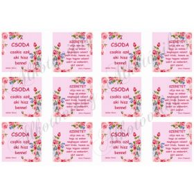   Motivációs idézetek apró pöttyös négyzetekben rózsás sarkokkal KICSIBEN