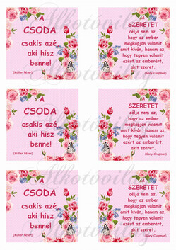 Motivációs idézetek apró pöttyös négyzetekben rózsás sarkokkal