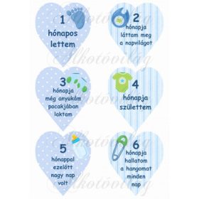Mérföldkő kártyák születéshez fiús 1-6 hó