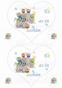 Nagy szív elefánttal EZ AZ ÉN SZOBÁM felirattal KICSIBEN