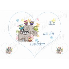 Nagy szív elefánttal EZ AZ ÉN SZOBÁM felirattal