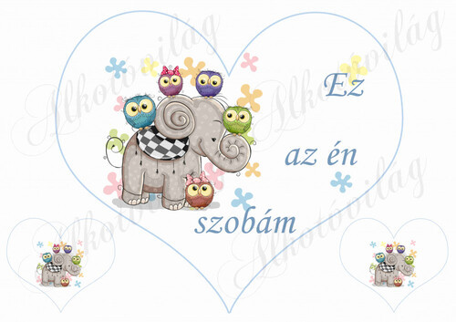Nagy szív elefánttal EZ AZ ÉN SZOBÁM felirattal