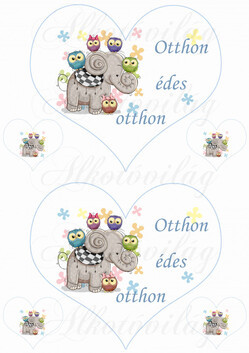 Nagy szív elefánttal OTTHON ÉDES OTTHON felirattal KICSIBEN