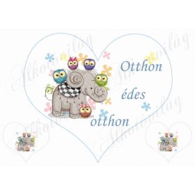 Nagy szív elefánttal OTTHON ÉDES OTTHON felirattal