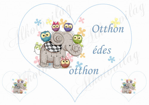 Nagy szív elefánttal OTTHON ÉDES OTTHON felirattal