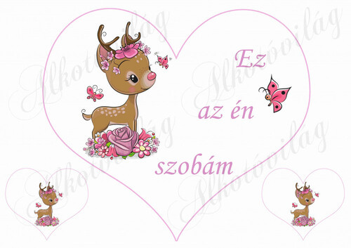 Nagy szív őzikével EZ AZ ÉN SZOBÁM felirattal