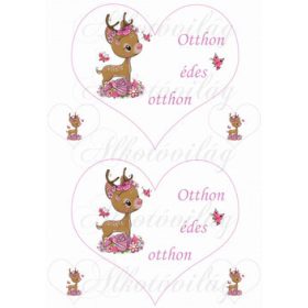   Nagy szív őzikével OTTHON ÉDES OTTHON felirattal KICSIBEN