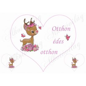 Nagy szív őzikével OTTHON ÉDES OTTHON felirattal