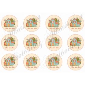 Otthon édes otthon kicsi körökben házikóval, cicával