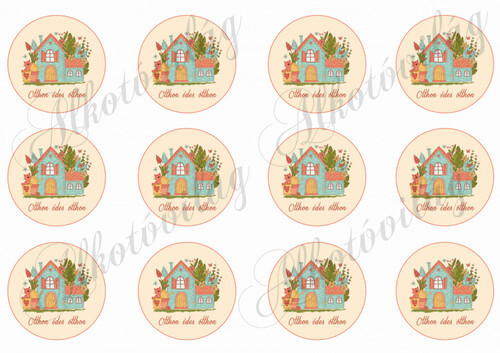 Otthon édes otthon kicsi körökben házikóval, cicával