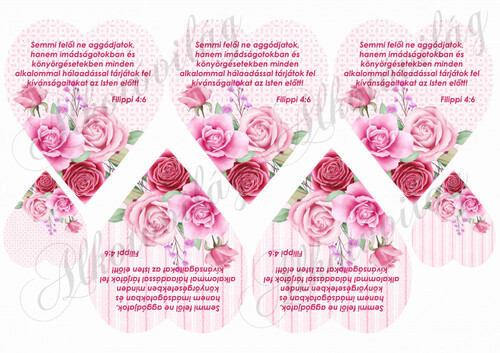 Rózsaszín rózsás szívek - semmi felől ne aggódjatok felirattal