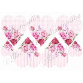 Rózsaszín rózsás szívek kétféle alappal