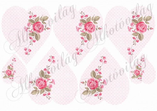 Rózsaszín szívek futó rózsával