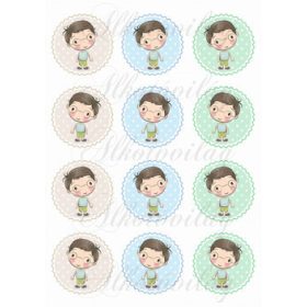 Szemüveges kisfiú pöttyös - cakkos alapon KICSIBEN