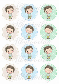 Szemüveges kisfiú pöttyös - cakkos alapon KICSIBEN