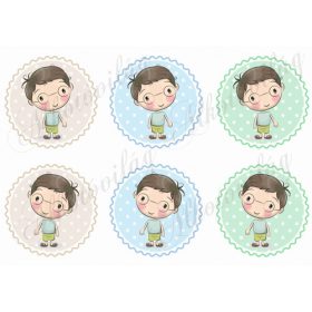 Szemüveges kisfiú pöttyös - cakkos alapon