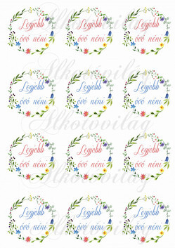 Színes virágkoszorúk LEGJOBB ÓVÓ NÉNI felirattal KICSIBEN