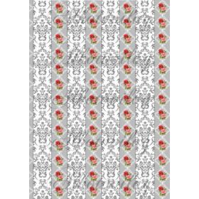 Szürke damask minta fehér alapon rózsával