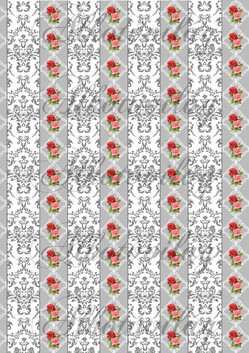 Szürke damask minta fehér alapon rózsával