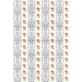   Szürke damask minta fehér alapon vajszínű alapon rózsával