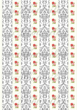 Szürke damask minta fehér alapon vajszínű alapon rózsával