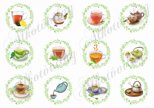 Teaidő zöld leveles koszorúkban