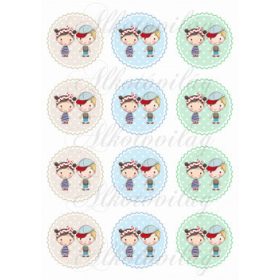   Testvérek-barátok kisfiú-kislány cakkos körökben KICSIBEN