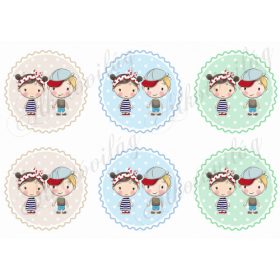 Testvérek-barátok kisfiú-kislány cakkos körökben