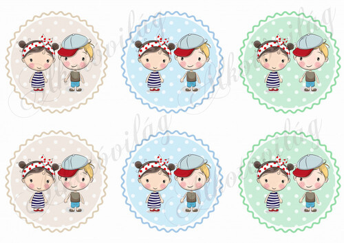 Testvérek-barátok kisfiú-kislány cakkos körökben