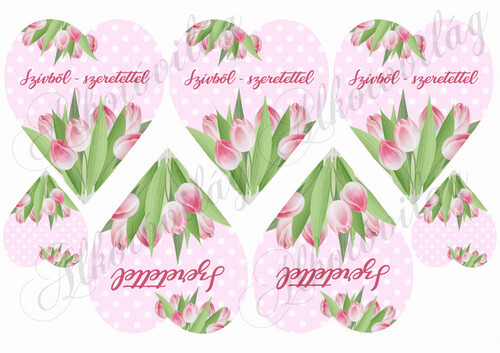 Tulipános szívek kétféle felirattal