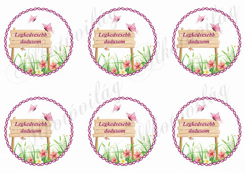 Tábla virágokkal, pillangókkal LEGKEDVESEBB DADUSOM felirattal