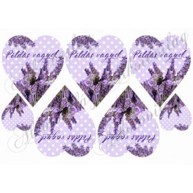  Levendulás szívek pöttös alapon - PÉLDÁS VAGYOK felirattal
