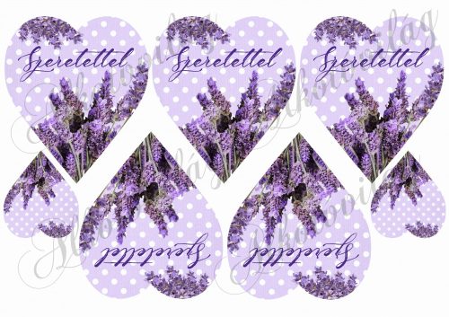lavender hearts on a polka dot background - with love