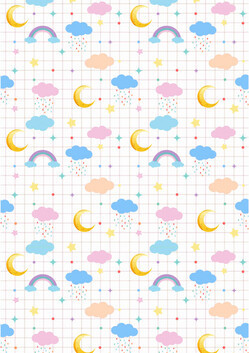 Felhő, hold, szivárvány, csillagok