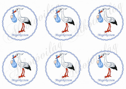 Megérkeztem kék csavart körök gólyával