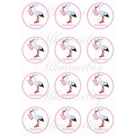 Megérkeztem rózsaszín csavart körök gólyával KICSIBEN