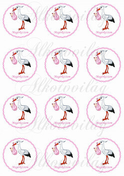 Megérkeztem rózsaszín csavart körök gólyával KICSIBEN