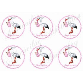 Megérkeztem rózsaszín csavart körök gólyával