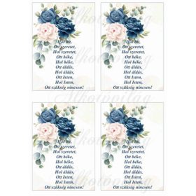 Házi áldás kék-bézs rózsákkal 4db