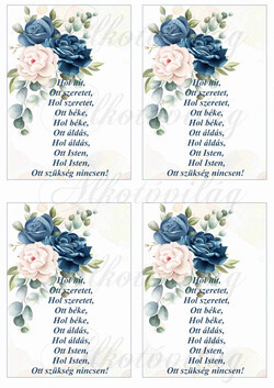 Házi áldás kék-bézs rózsákkal 4db