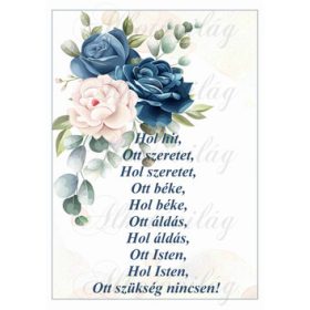 Házi áldás kék-bézs rózsákkal